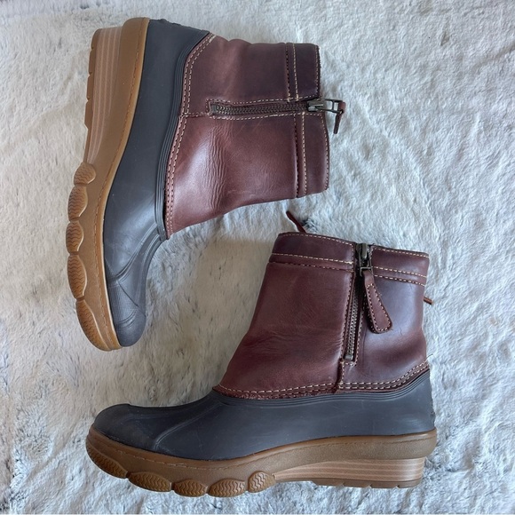 Sperry Duck Brown Leather Boots  Salwater wedge tide Women Size 7 - Picture 6 of 11